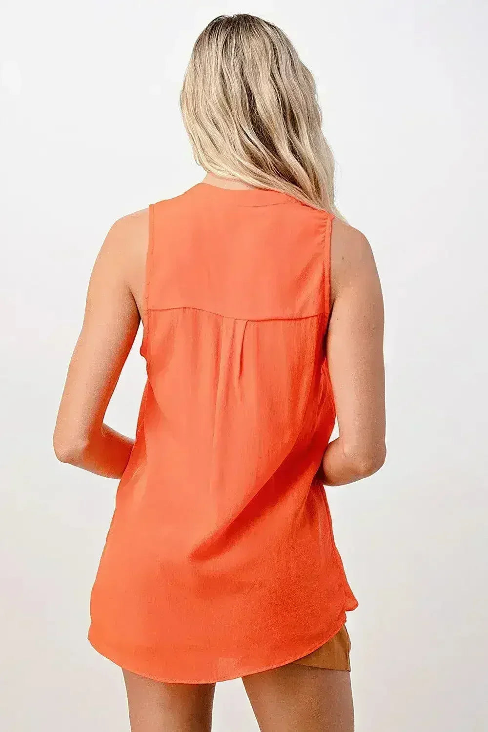 Sleeveless Button-Up Ruffle Blouse - Femstylo