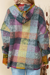 Plaid Henley Hoodie – Kangaroo Pocket & Thumbholes | Femstylo