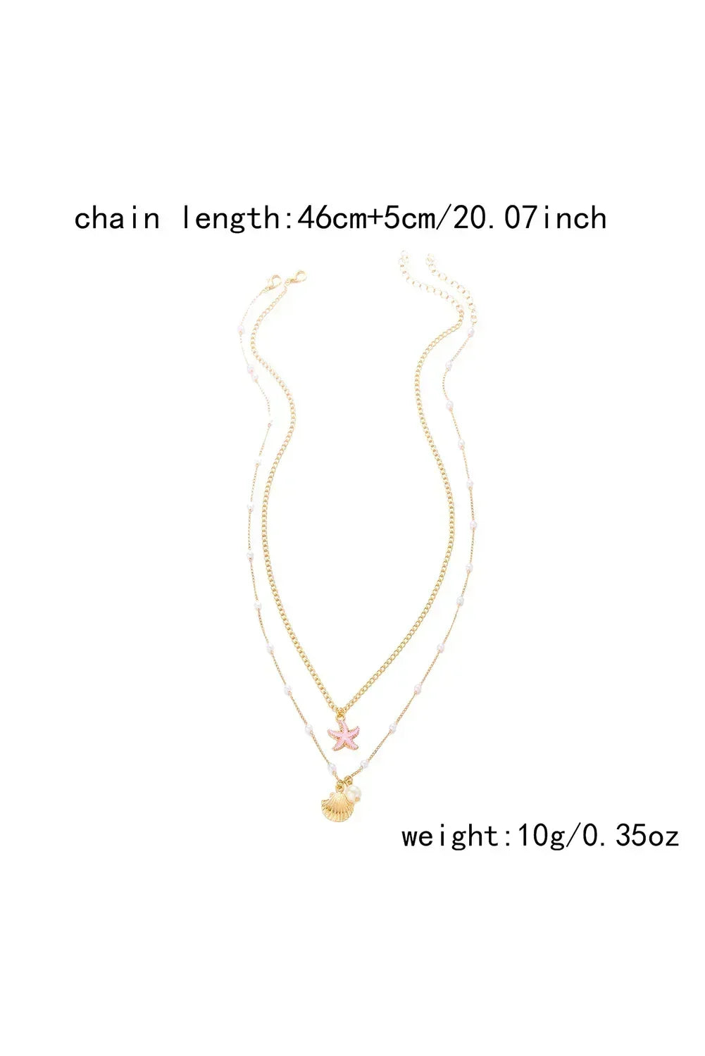 Gold Shell Starfish Pearl Double Layer Necklace – Femstylo