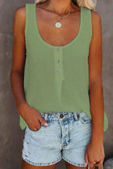 Button Textured Cotton Tank Top - Femstylo
