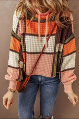 Drawstring Color Block Mock Neck Sweater - Femstylo