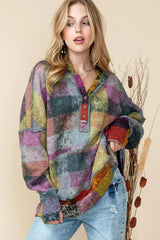 Plaid Henley Hoodie – Kangaroo Pocket & Thumbholes | Femstylo