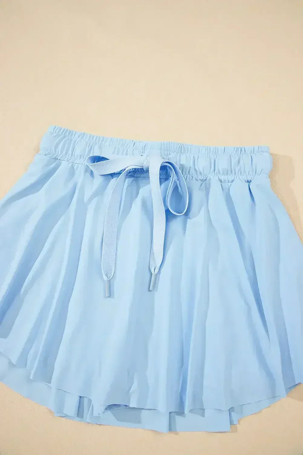 Light Green Drawstring High Waist Lined Tennis Skort - Femstylo
