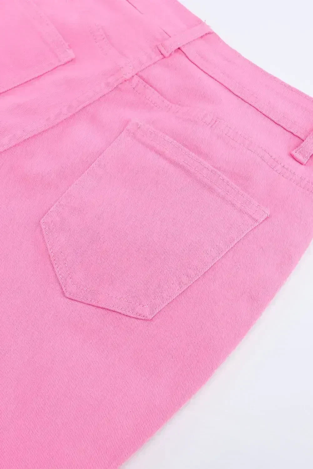 Pink Vintage High Waist Flare Leg Ripped Raw Hem Jeans - Femstylo