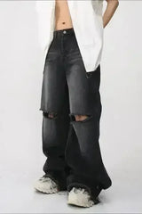 Distressed Raw Hem Wide Leg Men's Jeans - Femstylo
