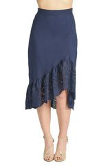 Aster Skirt - Cotton eyelet asymmetric hi-lo skirt - Femstylo