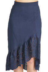 Aster Skirt - Cotton eyelet asymmetric hi-lo skirt - Femstylo
