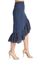 Aster Skirt - Cotton eyelet asymmetric hi-lo skirt - Femstylo