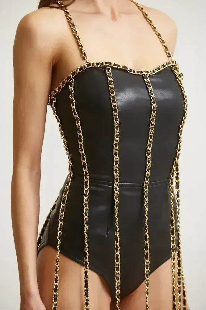 Chain Fringe Elegance Bodysuit - Femstylo