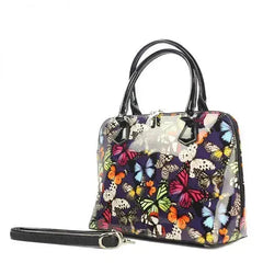 Butterfly Print Leather Bag - Italian Calfskin Tote | Femstylo