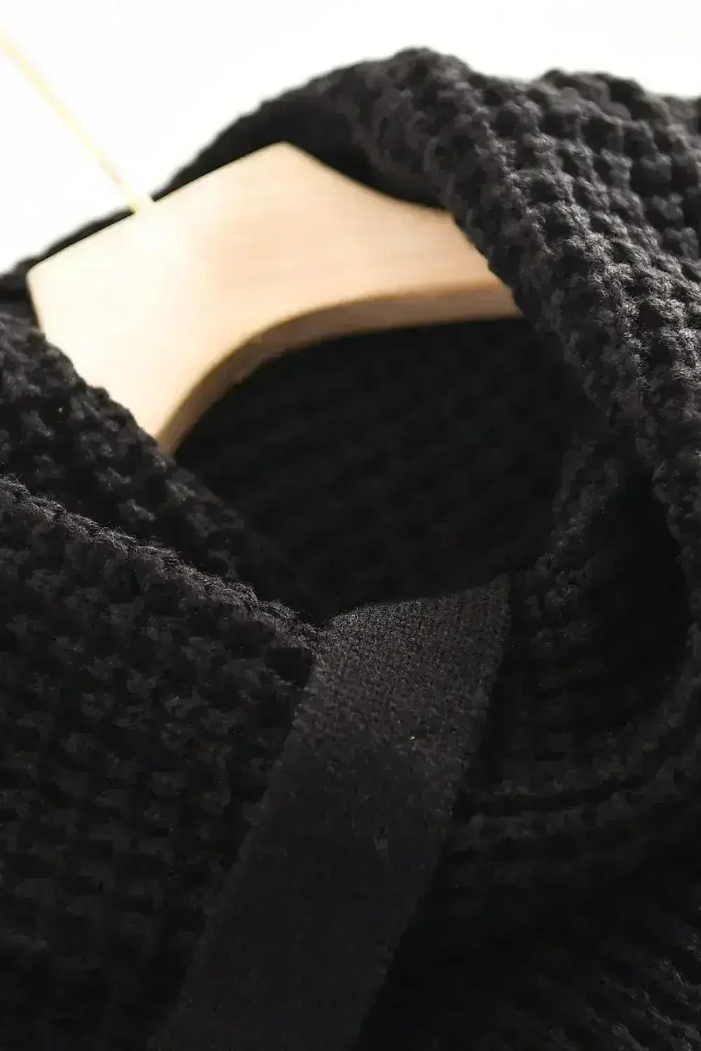 Black Buttoned Wrap Turtleneck Sweater - Femstylo