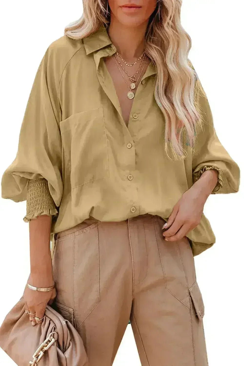 Spring And Autumn New Lapel Shirts Thin Mid Length Striped Casual Long - Femstylo