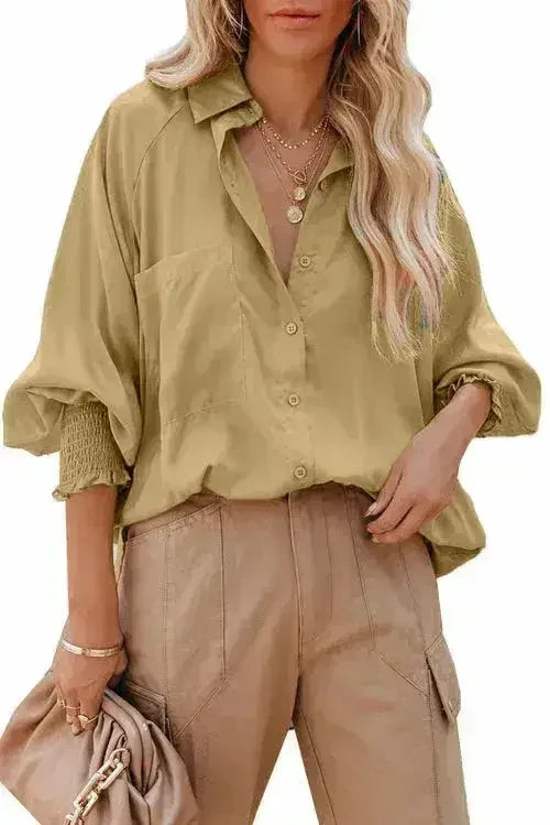Spring And Autumn New Lapel Shirts Thin Mid Length Striped Casual Long - Femstylo