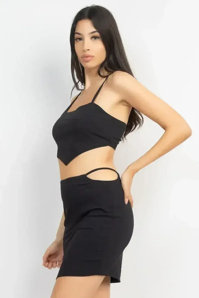 Asymmetrical Cross Back Top & Skirts Set - Femstylo