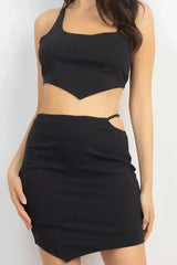 Asymmetrical Cross Back Top & Skirts Set - Femstylo