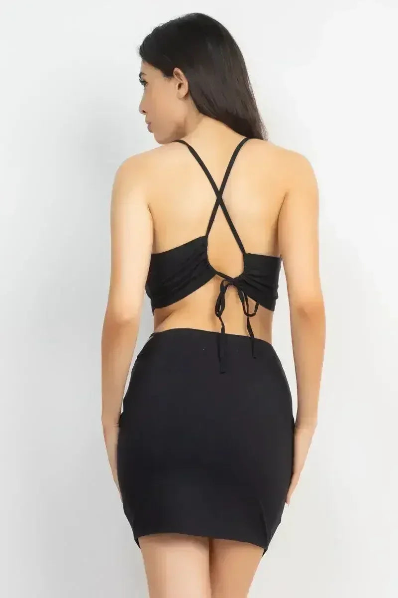 Asymmetrical Cross Back Top & Skirts Set - Femstylo