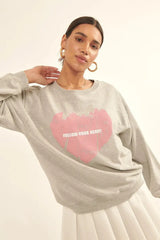 Vintage Heart Sweatshirt - Oversized French Terry Top | Femstylo