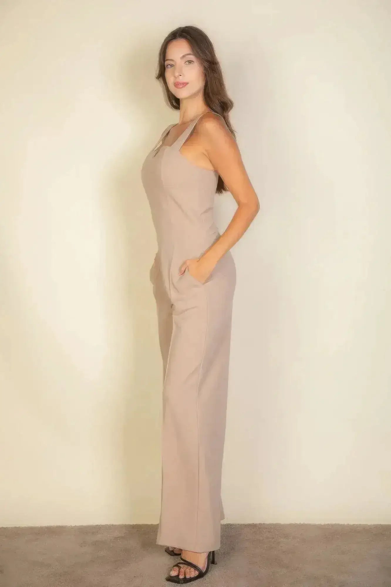 Notched neck cami jumpsuit - Femstylo