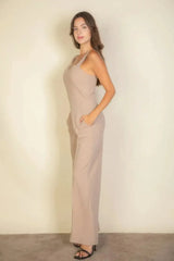 Notched neck cami jumpsuit - Femstylo