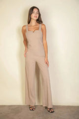 Notched neck cami jumpsuit - Femstylo