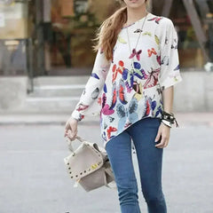 Butterfly Chiffon Top - Batwing Loose Blouse | Femstylo - Femstylo