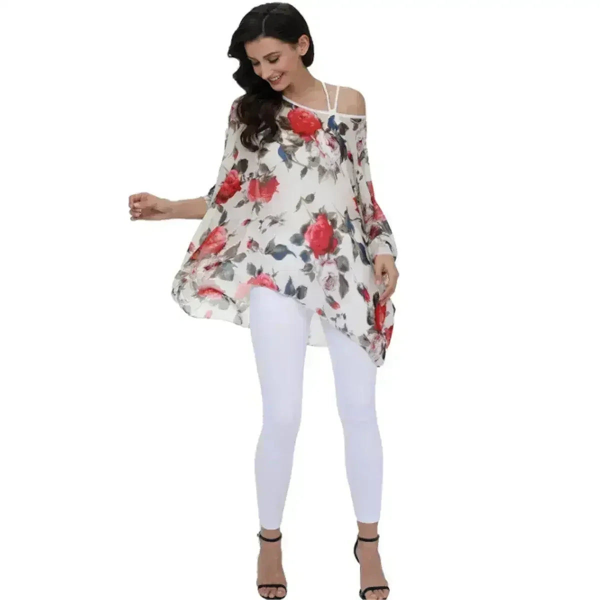 Rose Floral Chiffon Top - Boho Summer Loose Blouse | Femstylo - Femstylo