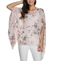 Womens Flowy Chiffon Tunic with Floral Print - Femstylo