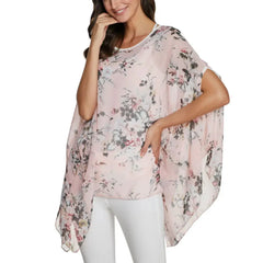 Womens Flowy Chiffon Tunic with Floral Print - Femstylo