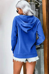 Casual Blue Zip-up Hoodie Jacket - Femstylo