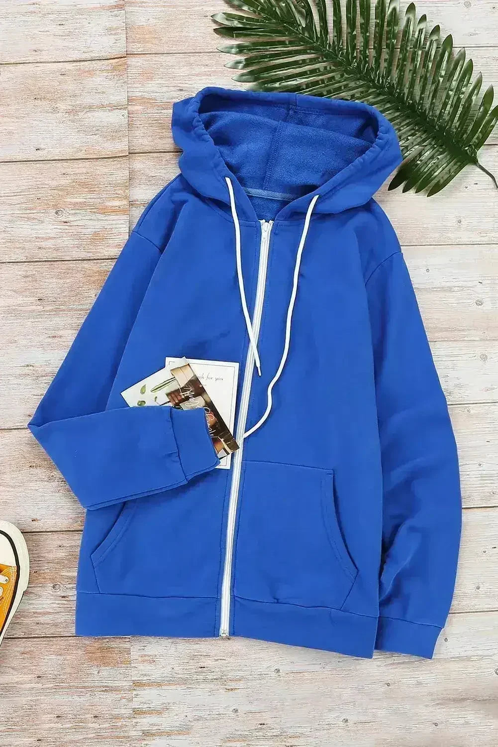 Casual Blue Zip-up Hoodie Jacket - Femstylo