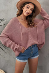 Pink Zipper Hooded Sweater - Femstylo