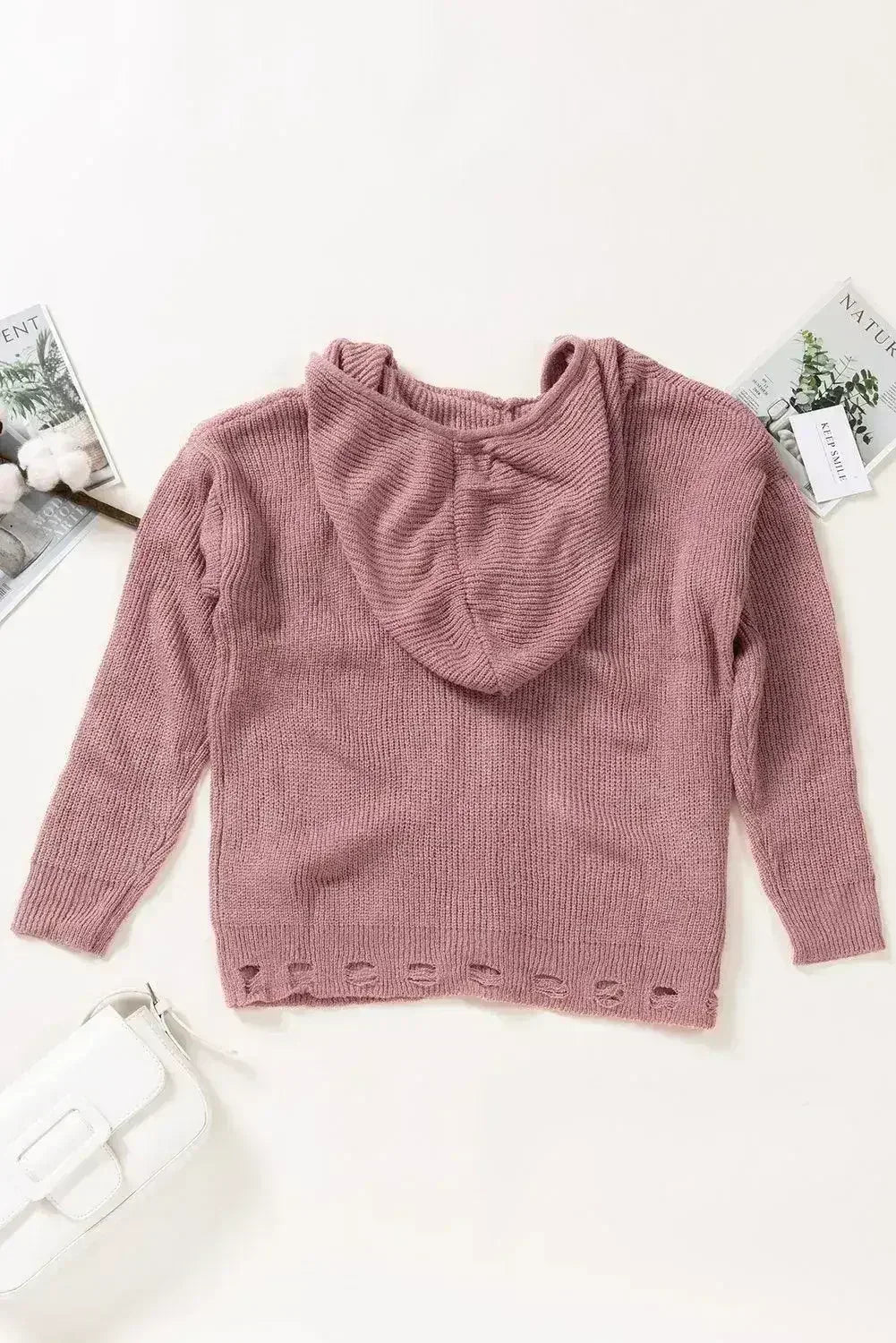 Pink Zipper Hooded Sweater - Femstylo