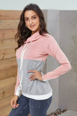 Casual Pink Gray Colorblock Thumbhole Sleeved Sweatshirt - Femstylo