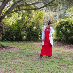 Maxi Isidra, Folk Dress with Embroidered Flowers - Femstylo