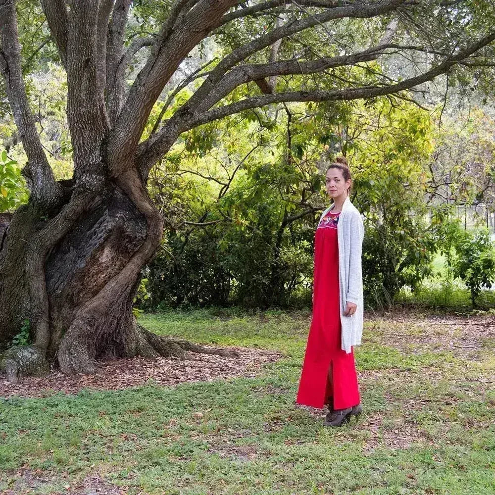 Maxi Isidra, Folk Dress with Embroidered Flowers - Femstylo