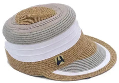 Grey Ribbon Visor Hat - Adjustable Toyo Braid Sun Visor | Femstylo
