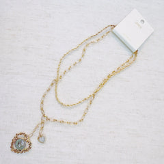 Double Chain Heart Pendant Necklace – Layered Gold Links with