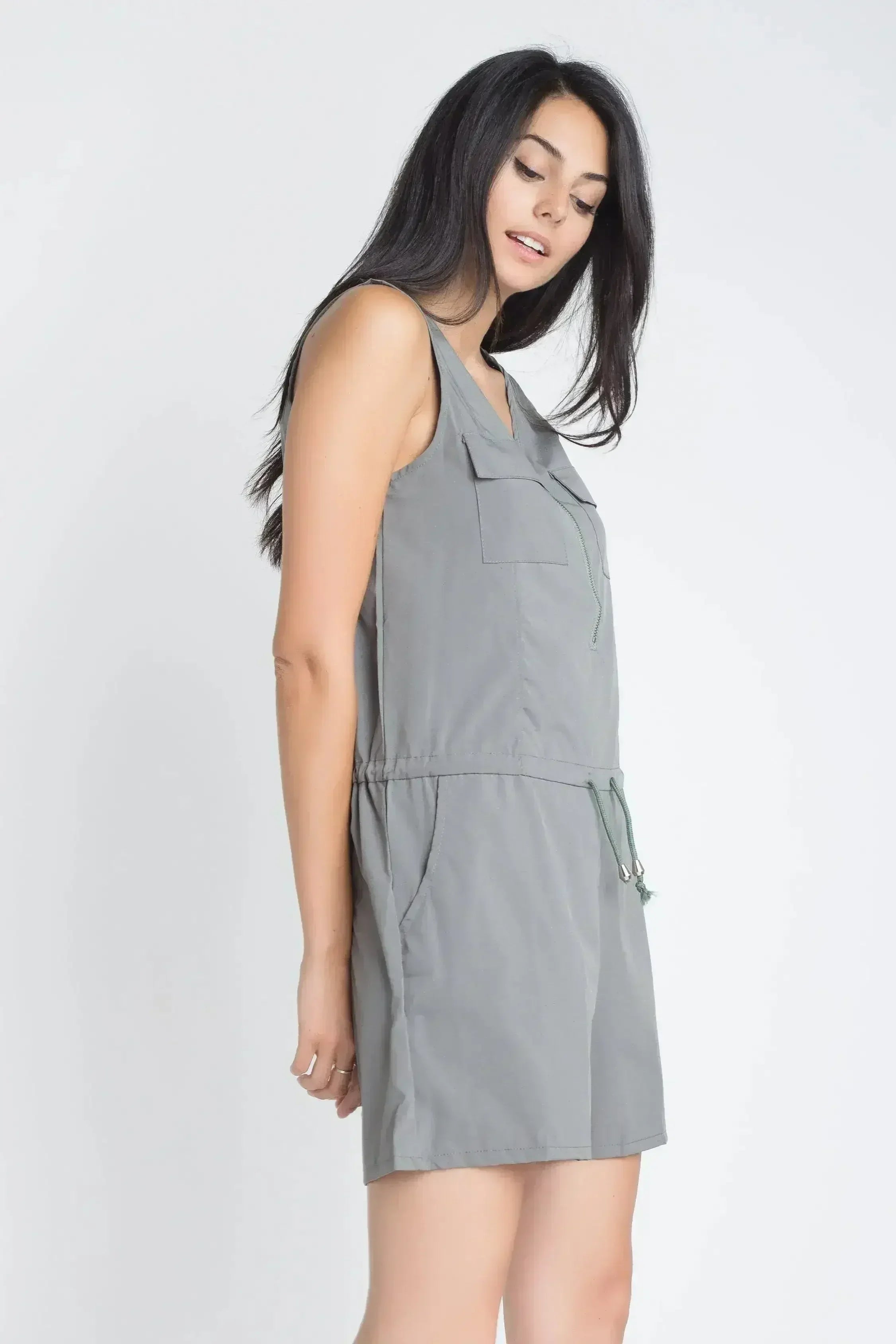 Women's Zip Front Sleeveless Romper - Femstylo