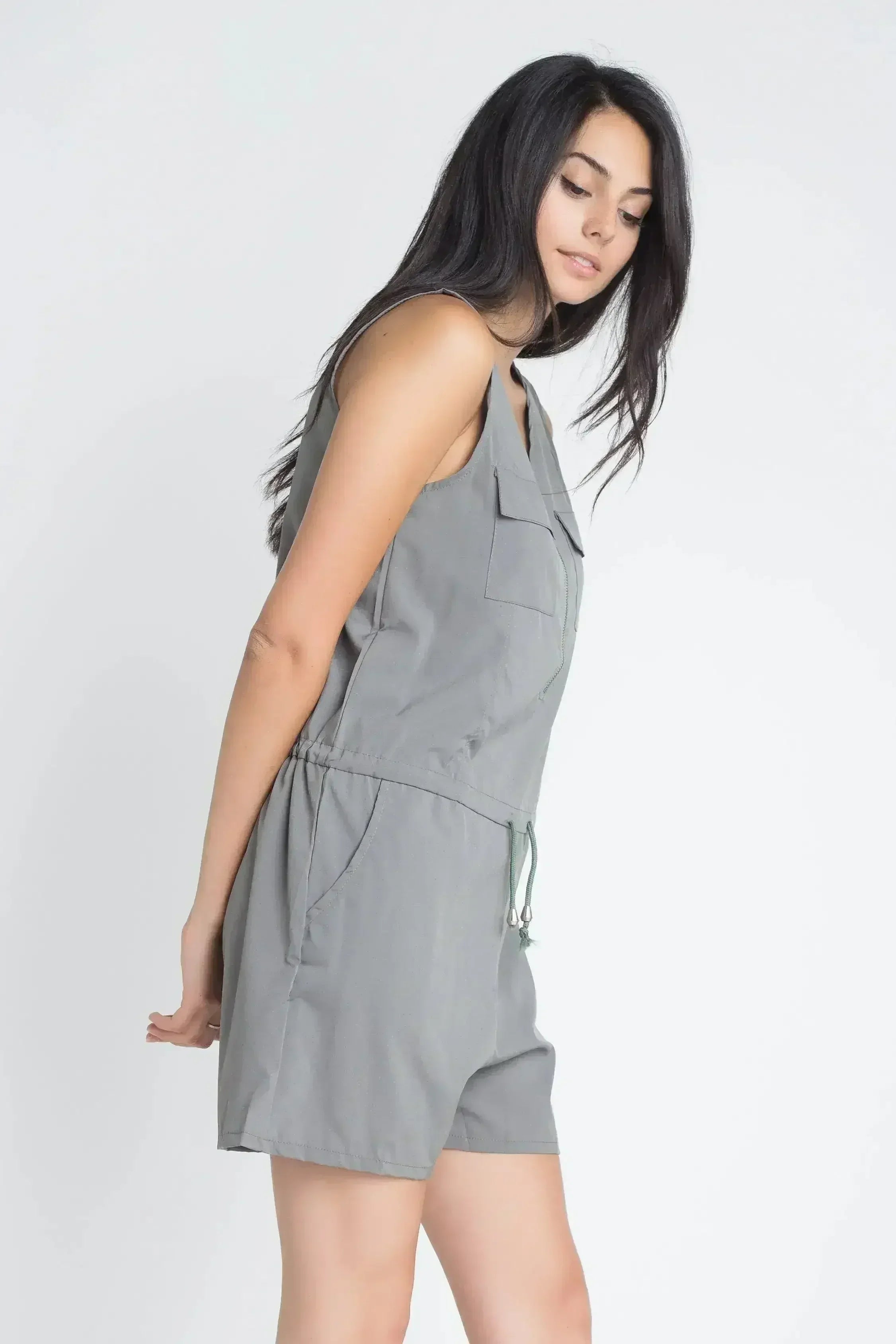 Women's Zip Front Sleeveless Romper - Femstylo