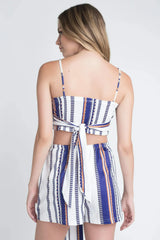 Women's Unique Stripe Printed 2pc Set with Tie - Femstylo