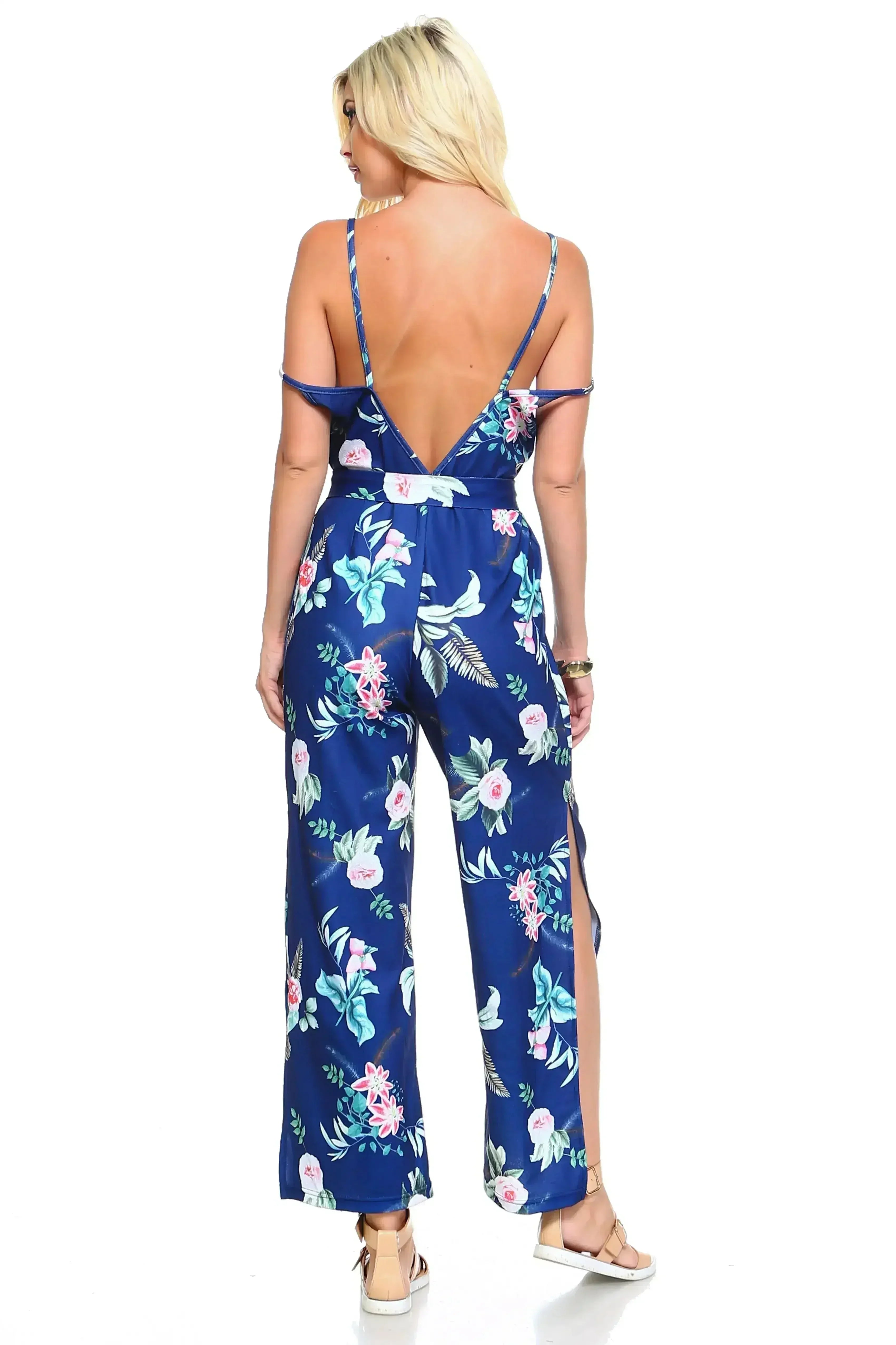 Women's Floral Tie Tank Jumpsuit - Femstylo