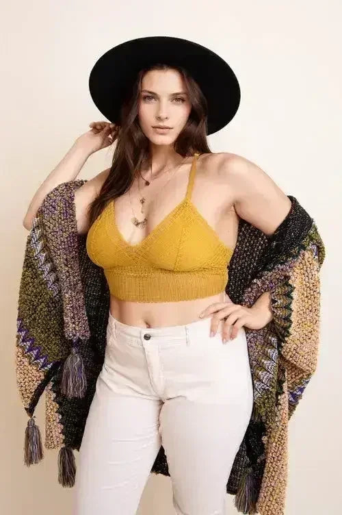 Ribbed Lace Boho Racerback Bralette Plus - Femstylo