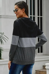 Fashion Black Color Block Zipped Neck Hoodie - Femstylo