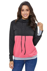 Fashion Charcoal Pink Colorblock Thumbhole Sleeved Sweatshirt - Femstylo