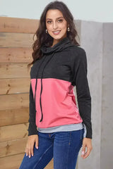 Fashion Charcoal Pink Colorblock Thumbhole Sleeved Sweatshirt - Femstylo