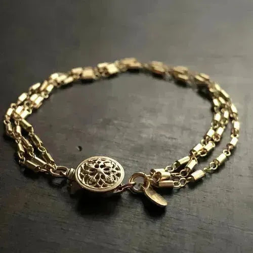 Marilena 3-Layer Gold Fill Bracelet – Filigree Clasp