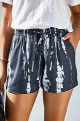 Gray Tie Dye Drawstring Shorts - Boho Summer Casual