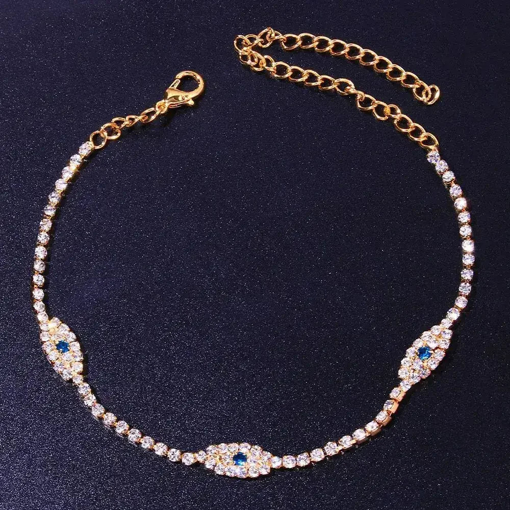 Vintage Bule Evil Eye Anklet Bracelet Beach Women Crystal Anklet - Femstylo