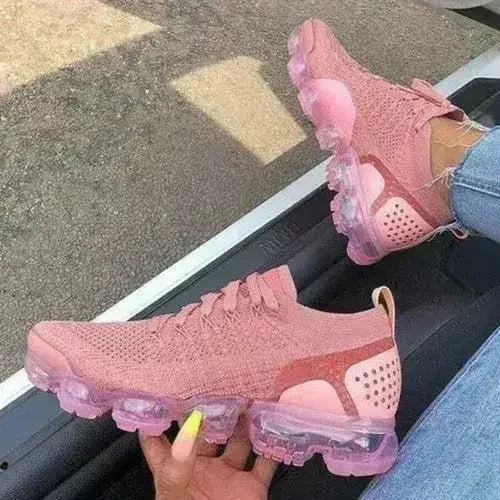 Women's Flying Woven Breathable Casual Sneakers Pink - Femstylo