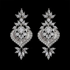 Luxury Floral CZ Drop Earrings – Elegant Statement Jewelry for Weddings